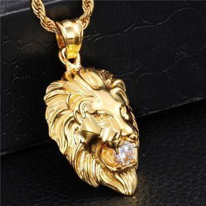 NEW Mens Iced Out Gold Diamond Chain Necklace